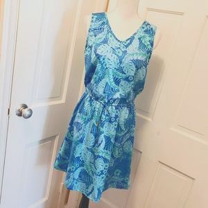 NWT Cabana Life Aqua Tropical UPF 50+ Cinch Dress Size Small #colorful